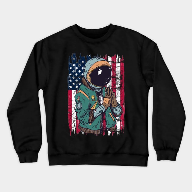 4th of July astronaut patriotic astronaut moon landing  american astronaut Crewneck Sweatshirt by JayD World